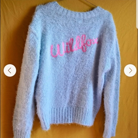 Wildfox Fun Fox Baby Blue Embroidered Cardigan M - Picture 5 of 8